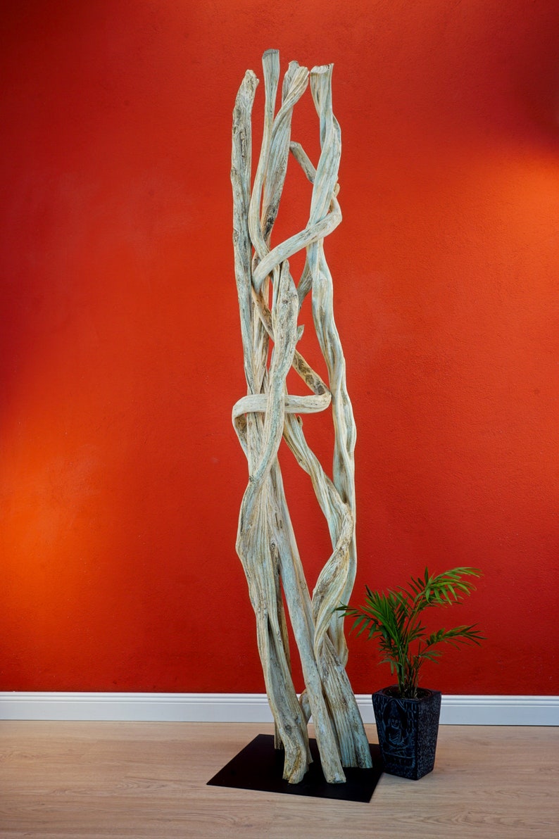 Lianen Holz Deko Skulptur 180-200 cm Exotische Treibholz Skulptur für Wohnzimmer, Schlafzimmer oder Flur mit ausgewaschenem Lianenholz Bild 4