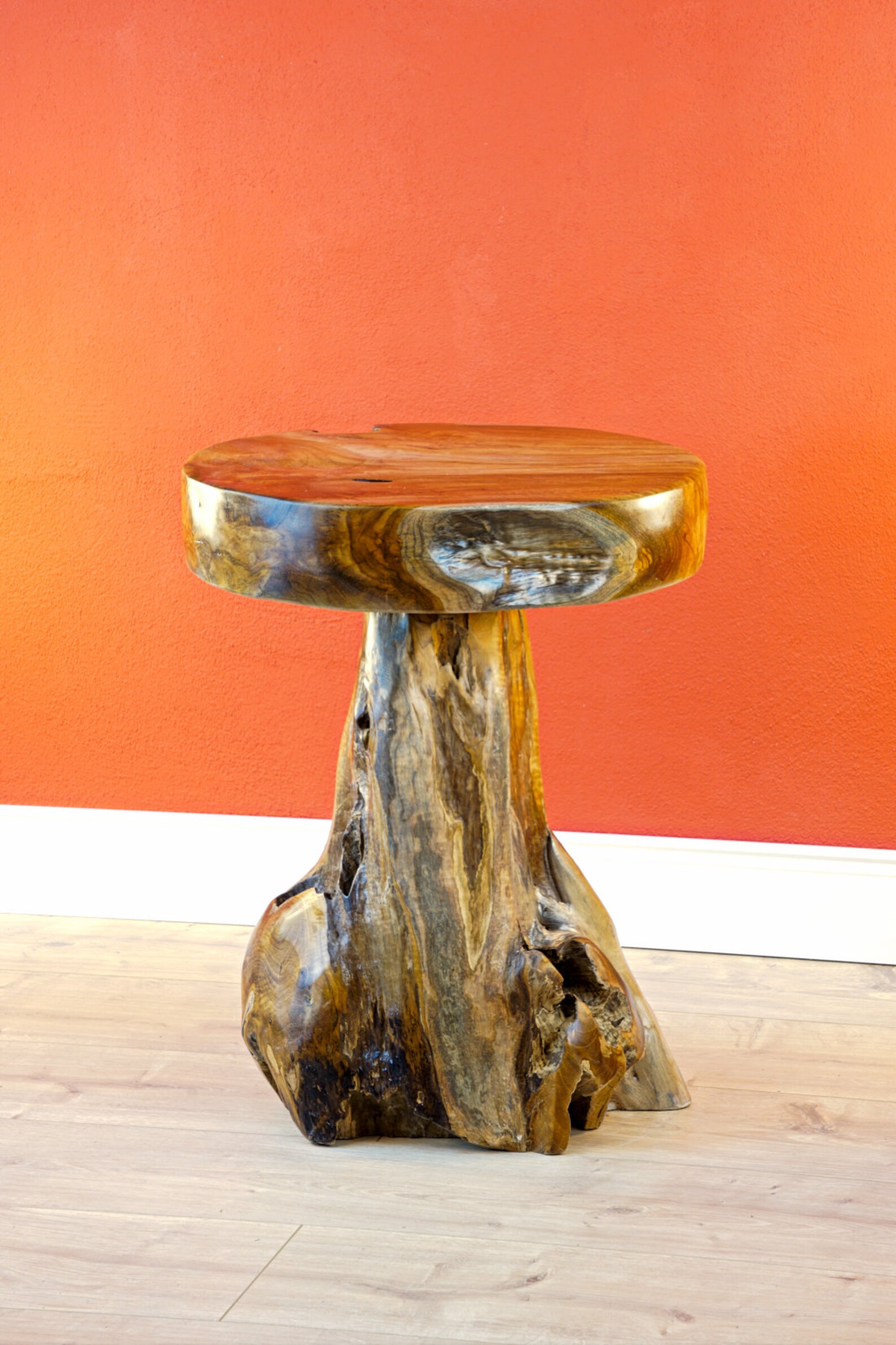 Massive Teak Wood Side Table Flower Stand Made of Burl Wood Etsy