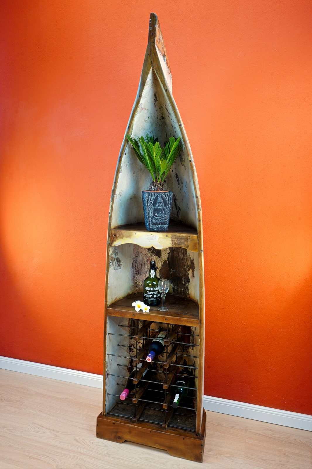 200 Cm Boat Shelf Made From Real Fishing Boat Antique Canoe Etsy