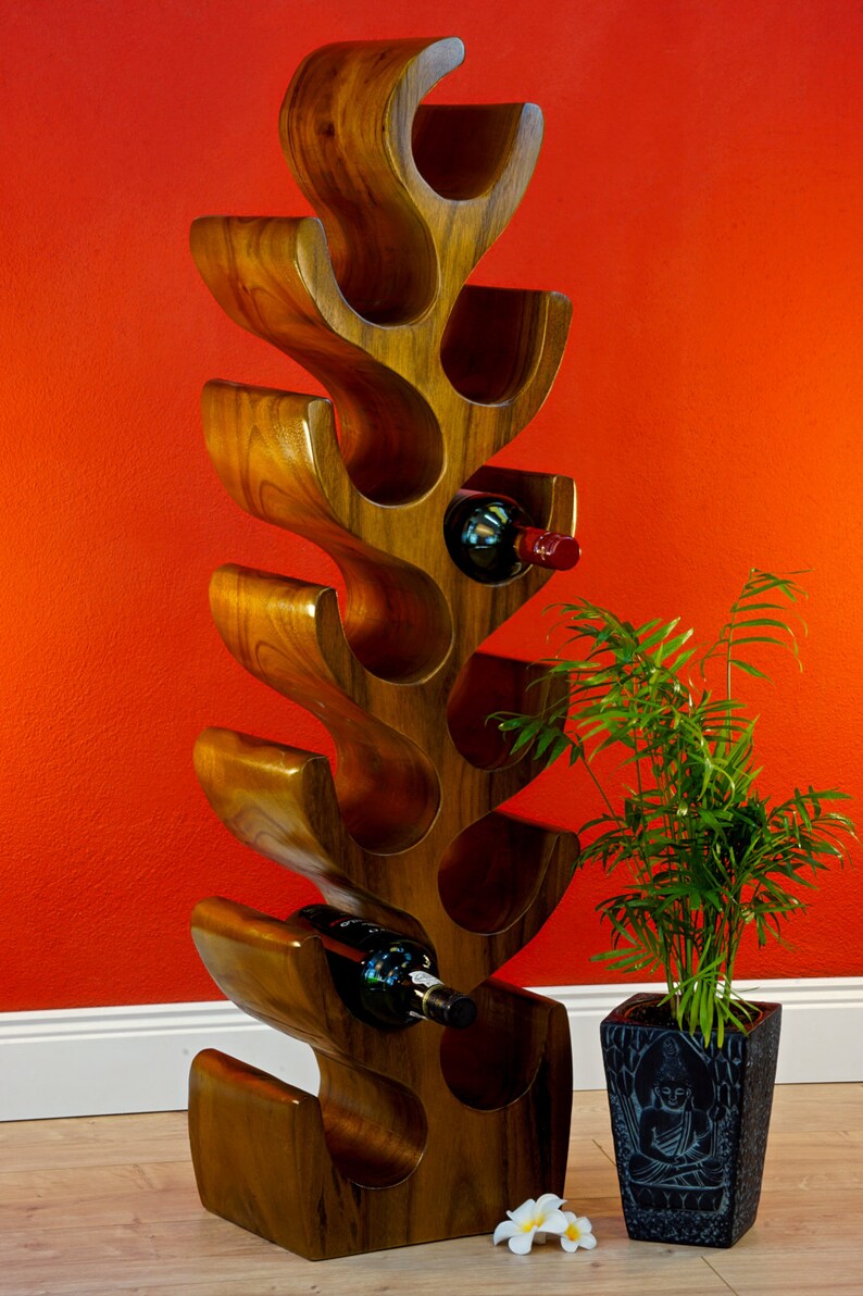 100cm Large Acacia / Suar Solid Wood Wine Rack for 12 Bottles Etsy