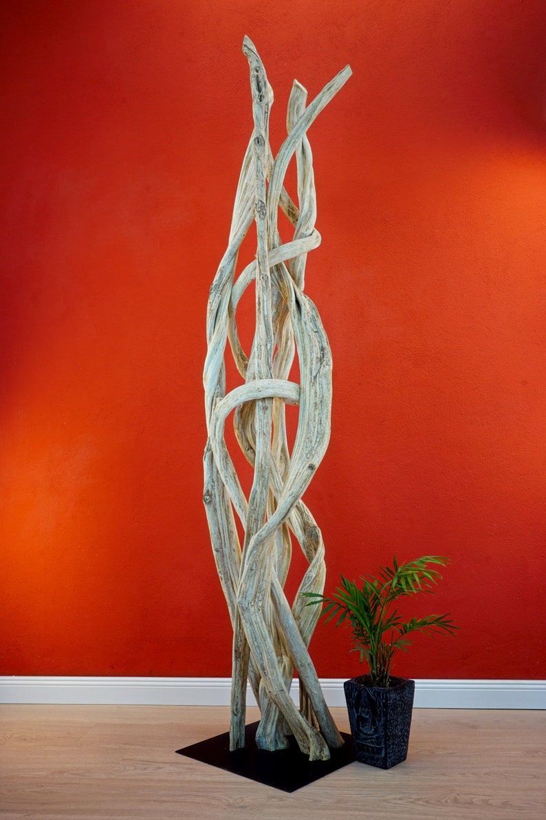 Lianen Holz Deko Skulptur 180-200 cm Exotische Treibholz Skulptur für Wohnzimmer, Schlafzimmer oder Flur mit ausgewaschenem Lianenholz Bild 3
