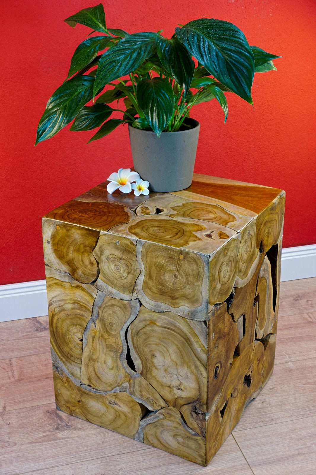 Teak Root Wood Side Table Square Solid Wood Table Made of Etsy