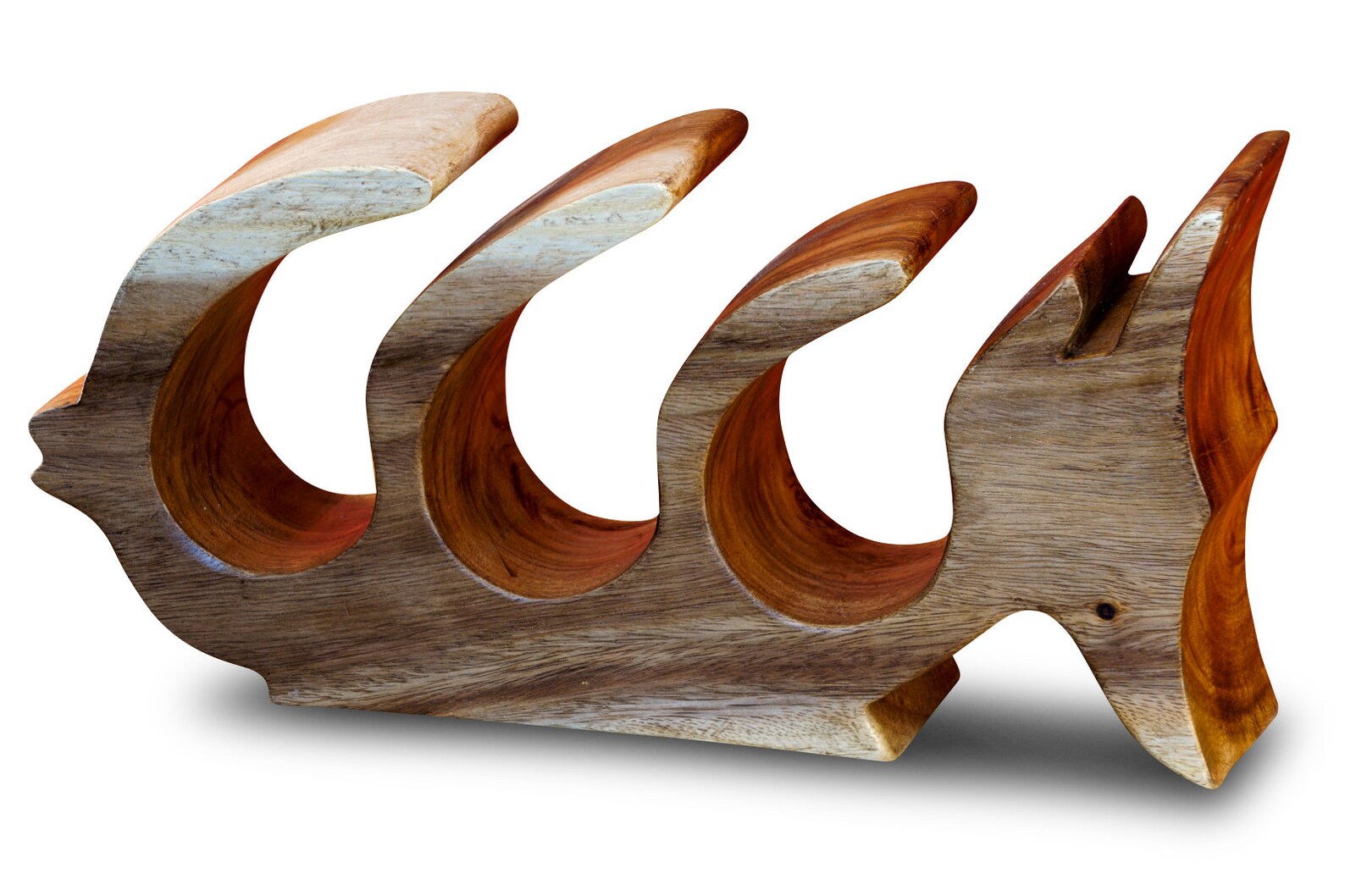 43 Cm Large Fish Wine Rack Made of Acacia Solid Wood Natural Etsy