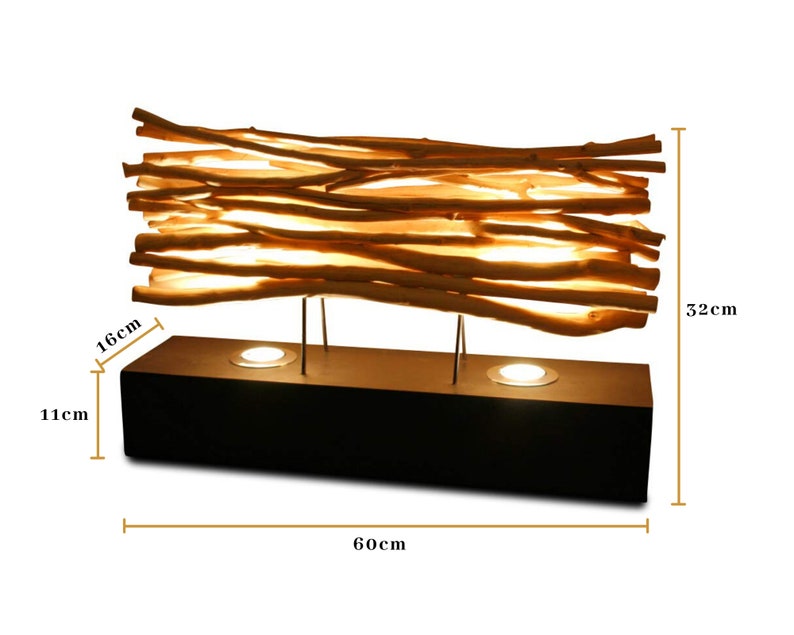 driftwood table lamp indirect lighting 62cm wide driftwood lamp with 2 LED spots image 5