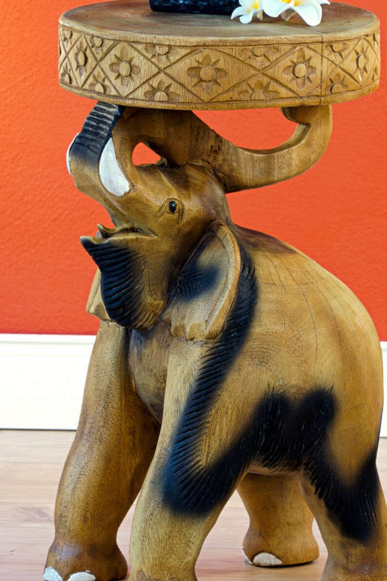 50 cm side table elephant carved from solid acacia wood Etsy