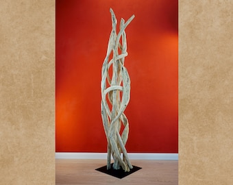 Lianen Holz Deko Skulptur 180-200 cm | Exotische Treibholz Skulptur für Wohnzimmer, Schlafzimmer oder Flur mit ausgewaschenem Lianenholz