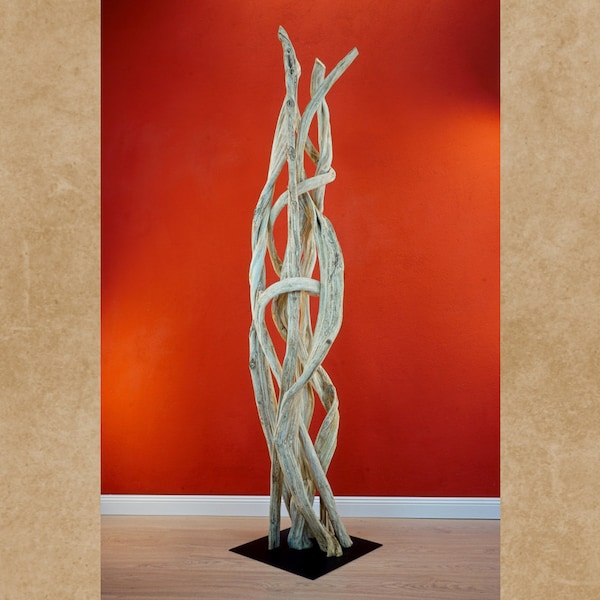 Liana wood decorative sculpture 180-200 cm | Exotic driftwood sculpture for living room, bedroom or hallway with washed out liana wood