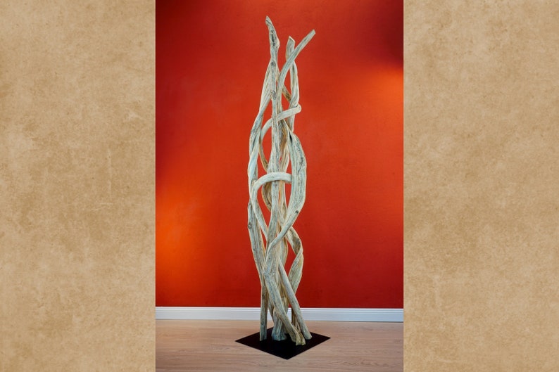 Liana wood decorative sculpture 180-200 cm Exotic driftwood sculpture for living room, bedroom or hallway with washed out liana wood image 1