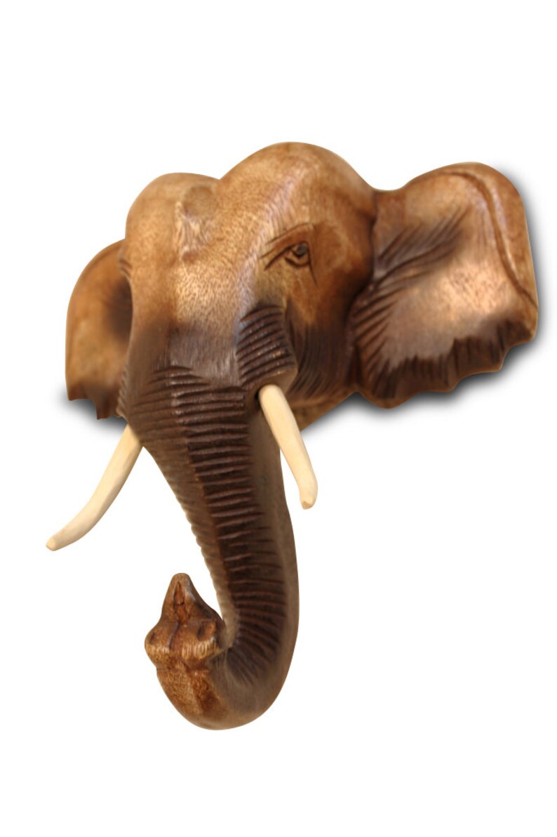 Olifantenkop Gesneden Uit Massief Hout Wood Elephant Als Etsy