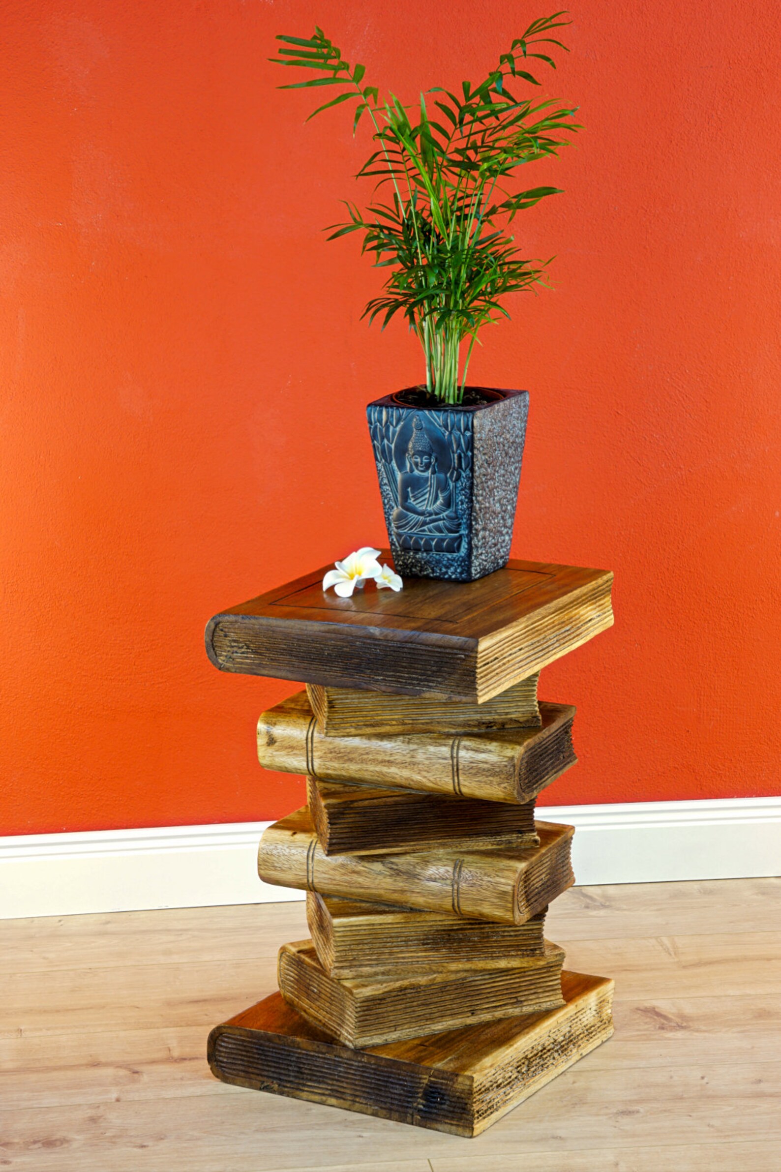 Solid Wood Side Table 30 or 51 Cm Wooden Stack of Books Etsy Australia