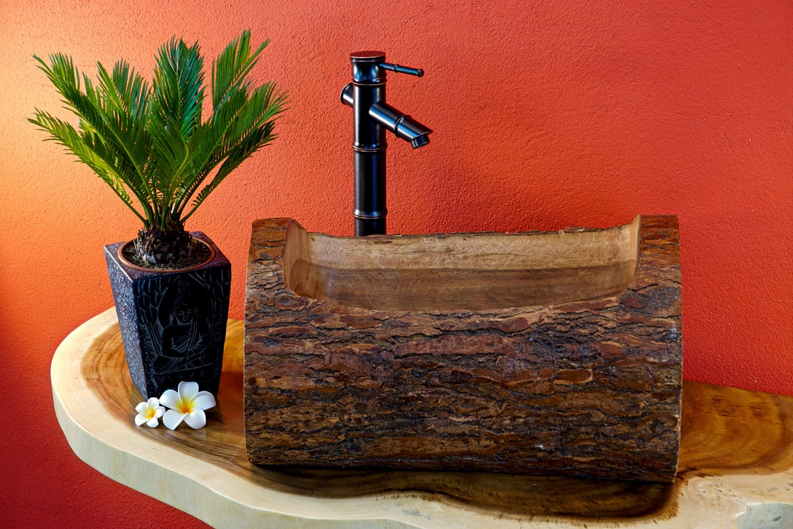 Tree trunk sink 50cm suar wood acacia solid wood washing Etsy