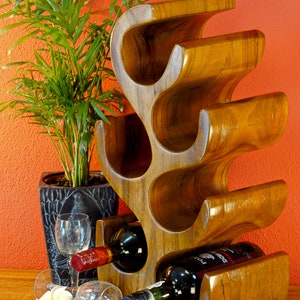 Wine Rack Solid Acacia Wood Bottle Holder Kitchen Storage Standing Shelf Cabinet Wine Lover Gift Housewarming Birthday Standing Rack 50 cm