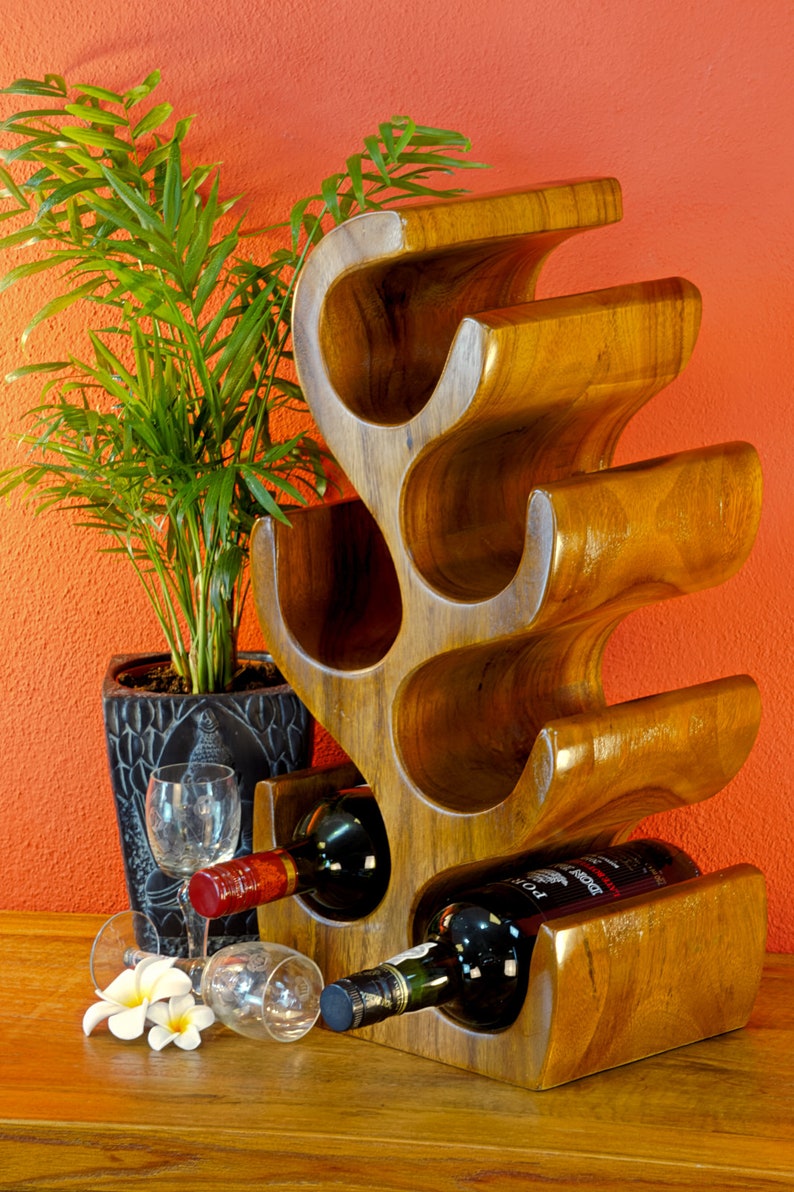 Wine Rack Solid Acacia Wood Bottle Holder Kitchen Storage Standing Shelf Cabinet Wine Lover Gift Housewarming Birthday Standing Rack 50 cm