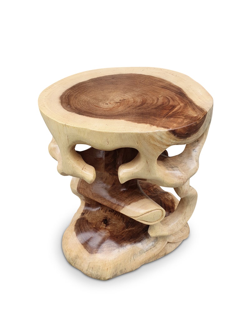 Table d'appoint en bois Suar bois massif Table de salon en bois massif d'acacia 40 x 35 cm Table de chevet, jardinière ou tabouret image 4