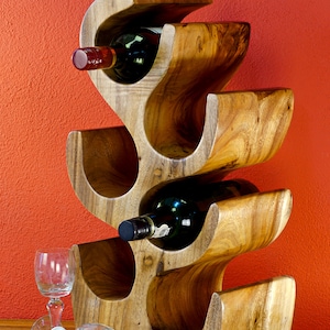 Wine Rack Solid Acacia Wood Bottle Holder Kitchen Storage Standing Shelf Cabinet Wine Lover Gift Housewarming Birthday Standing Rack image 8