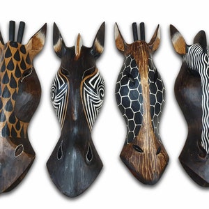 Wooden mask zebra or giraffe | 3 sizes to choose from 30/50/100 cm | Solid wood wall decoration in Africa style | Decorative carving
