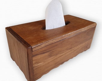 Tissue box rustic teak wood ca. 30x15cm