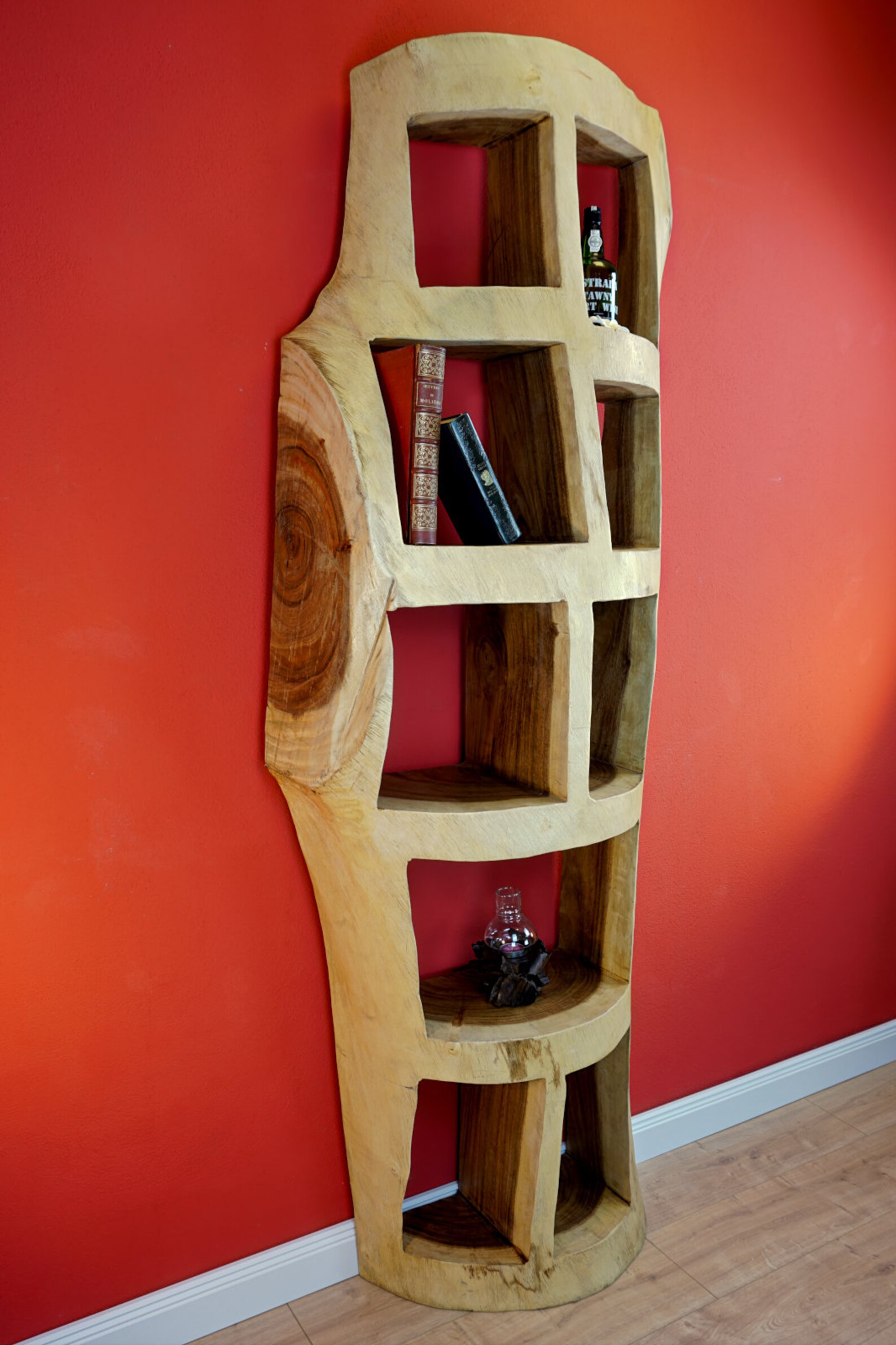 Baumstamm Regal 210cm Bücherregal aus Akazie Massivholz Etsy