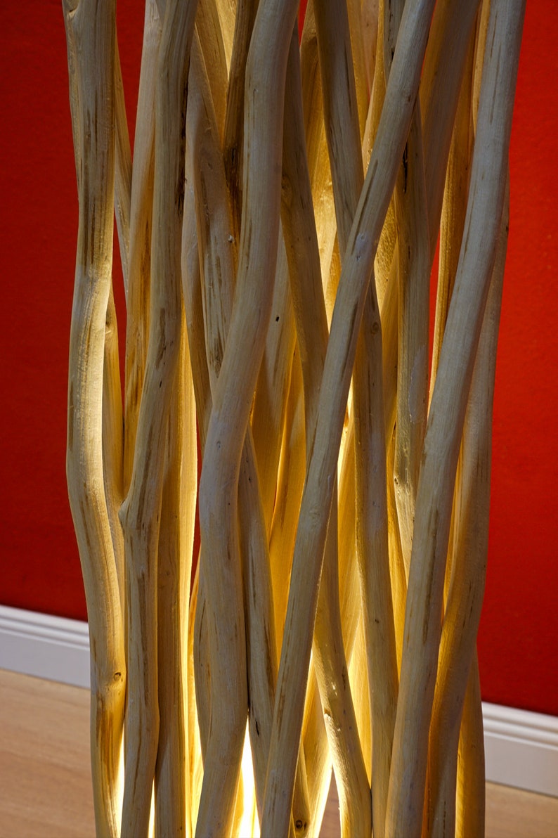 Lampadaire bois flotté 120 cm bohème salon chambre Lampe design minimaliste moderne Décoration dintérieur Éclairage indirect nordique image 7