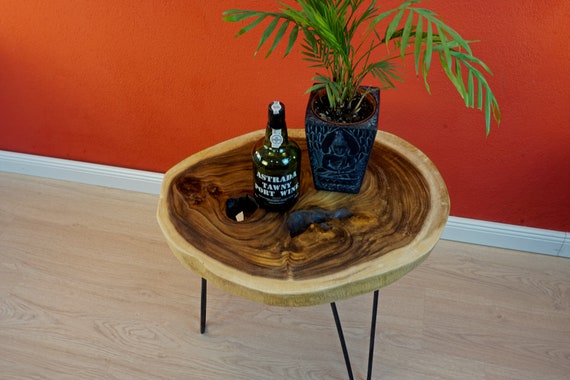 Solid Wood Side Table Made From a Suar Wood Tree Slice 50 X - Etsy Ireland