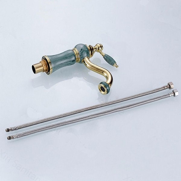 Retro Messing und grüner Marmor Wasserhahn 24 cm Waschtisch | Etsy