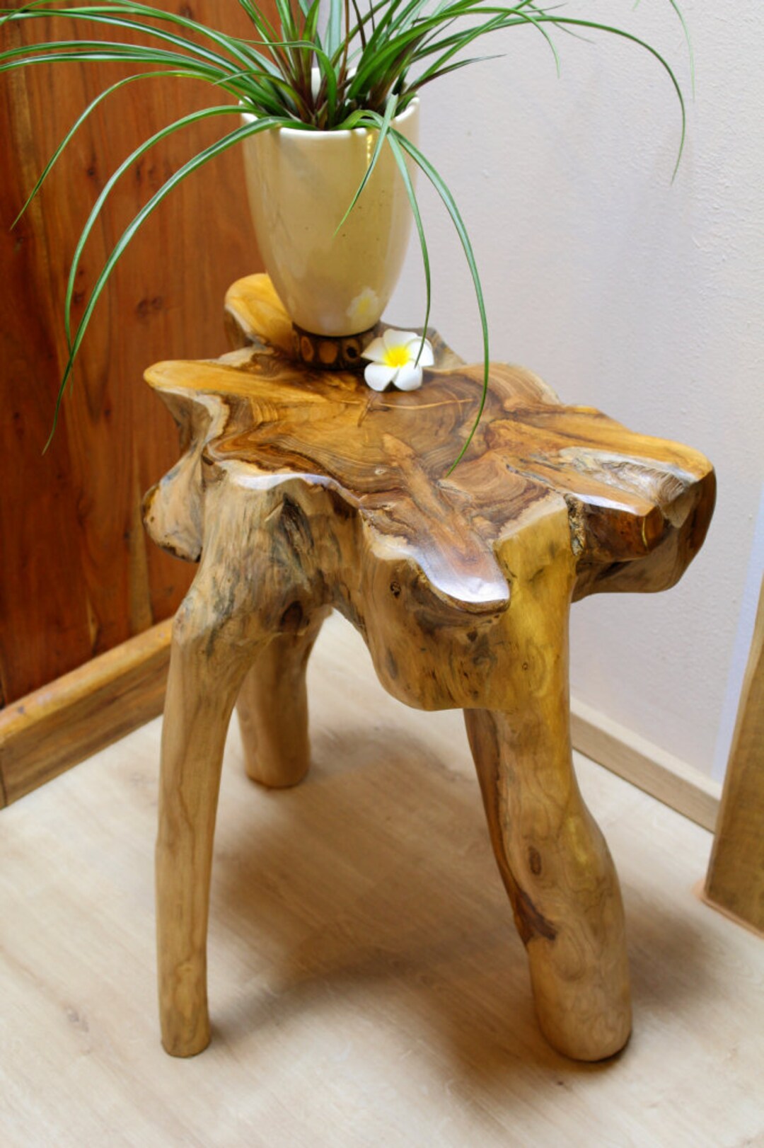 Teak Root Wood Side Table Solid Wood Table From a Root 47 X 40 Cm