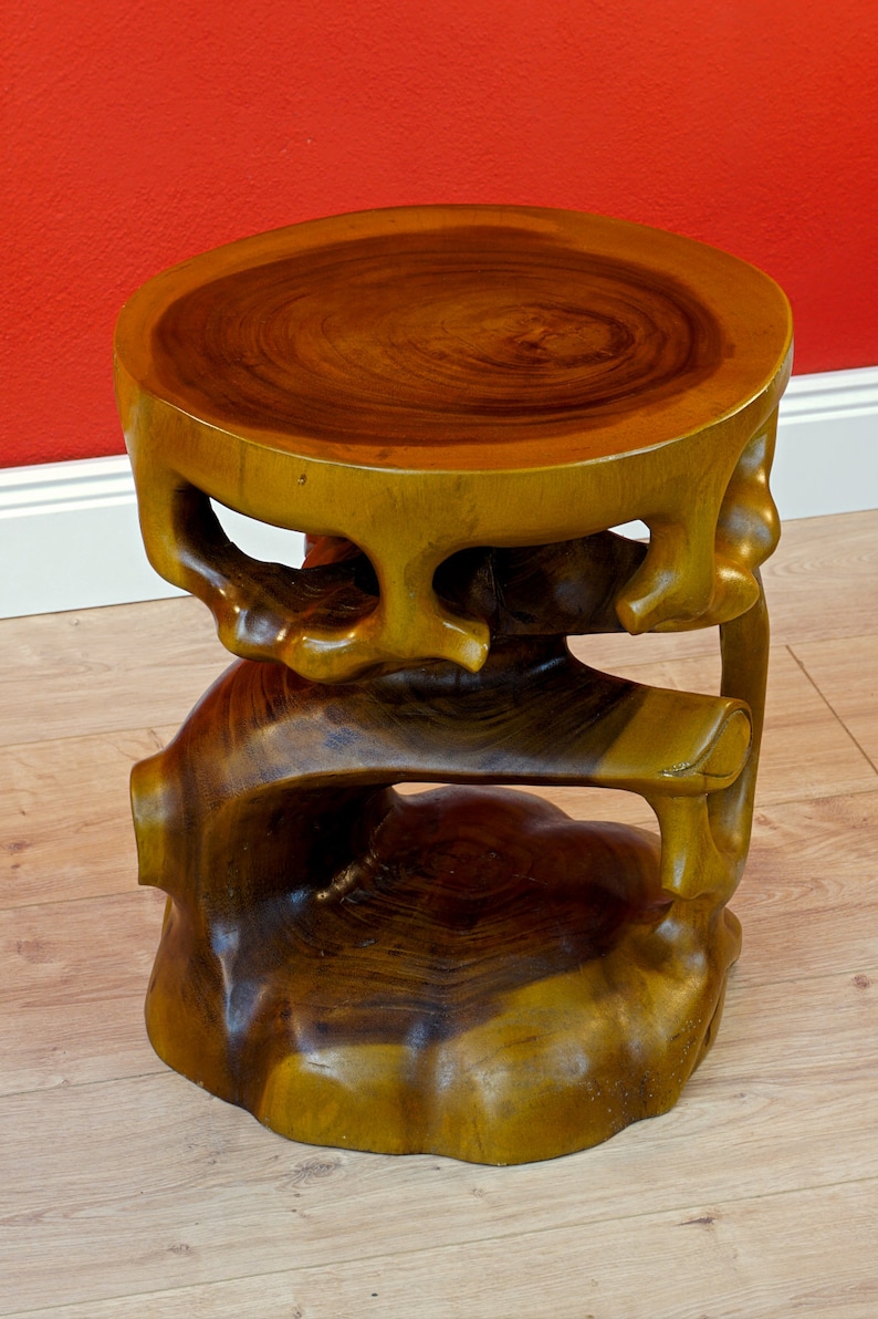 Table d'appoint en bois Suar bois massif Table de salon en bois massif d'acacia 40 x 35 cm Table de chevet, jardinière ou tabouret image 3