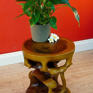 Table d'appoint en bois Suar bois massif Table de salon en bois massif d'acacia 40 x 35 cm Table de chevet, jardinière ou tabouret image 9