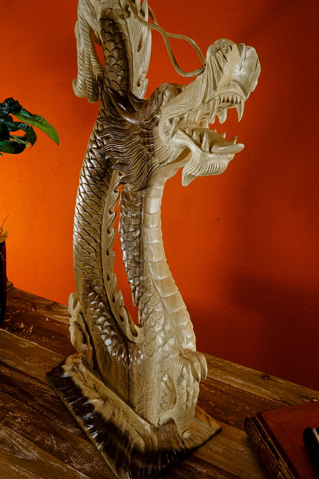 105 cm Suar madera tallando dragón Dragón chino tallado | Etsy