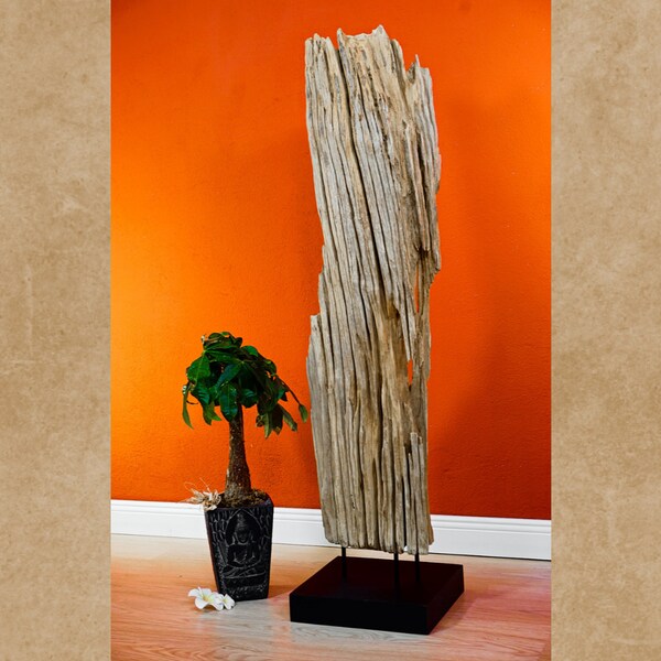 Sculpture en bois flotté 100 cm décoration bois flotté avec socle en bois