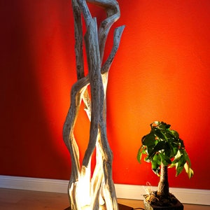 Lampadaire en bois lampe lianes en bois flotté 120 cm avec éclairage LED indirect image 3