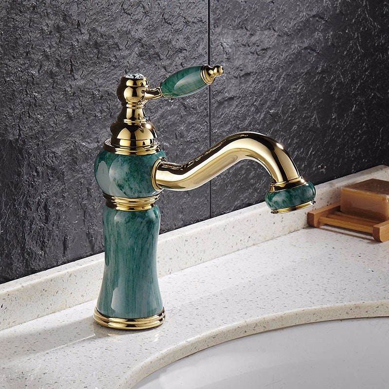 Retro Messing und grüner Marmor Wasserhahn 24 cm Waschtisch | Etsy