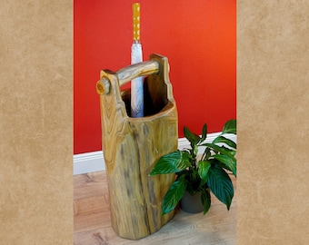 Umbrella stand solid teak tree trunk | unique umbrella holder Boho Thailand living ideas Interior decoration entrance housewarming gift