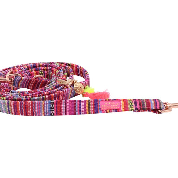 Dog leash Boho Pink, triple dog leash hippie, adjustable dog leash, dog leash Ibiza, city leash