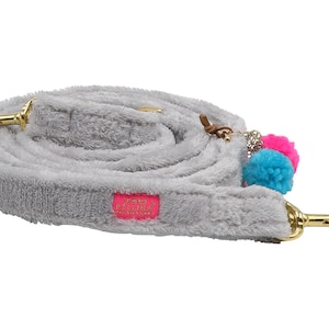 Dog leash &quot;Cashmere Silver&quot; 3-way dog leash or city leash, adjustable dog leash, soft as cashmere