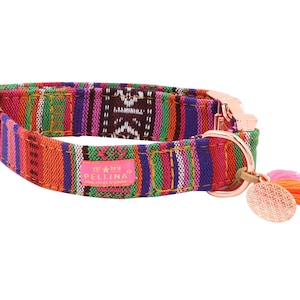 Dog collar &quot;Boho Orange&quot; Collar in Boho Ibiza style made of woven Mexico fabric in orange