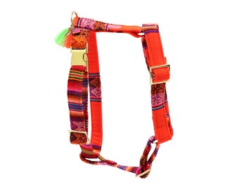 Hondentuigje "LaaBoheme" NEON Oranje Hippie Hondentuigje, Verstelbaar Hondentuigje, Stoffen Hondentuigje