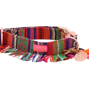 Collar &quot;Gipsy Boho Orange&quot; Collar in Boho Ibiza style made of woven Mexico fabric in orange