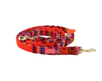 Dog leash "LaaBoheme NEON Orange" 3-way dog leash Hippie, adjustable dog leash, dog leash Ibiza, city leash