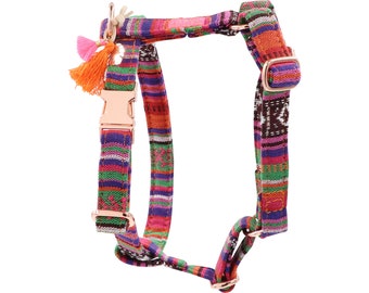 Boho Orange Dog Harness, Hippie Dog Harness, Adjustable Dog Harness, Fabric Dog Harness