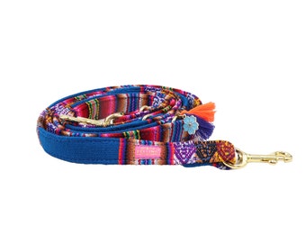 Dog leash "LaaBoheme Blue" 3-way dog leash Hippie, adjustable dog leash, dog leash Ibiza, city leash