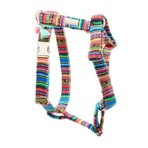 Dog harness "LaaVida Turquoise" Hippie dog harness, adjustable harness