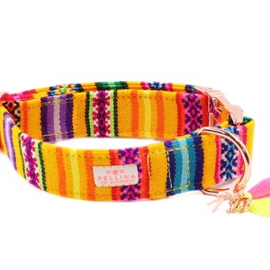 Collar &quot;LaaVida Yellow&quot; - Collar in Boho Ibiza style made of woven Peru fabric in colorful