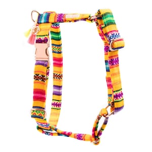 Dog harness "LaaVida Yellow" Hippie dog harness, adjustable harness