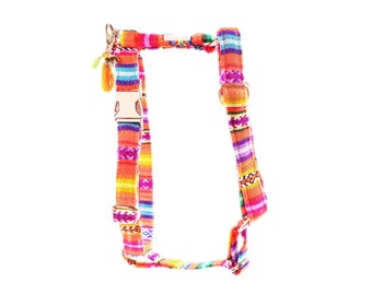 Dog Harness "LaaVida Neon Orange" Hippie Dog Harness, Adjustable Harness