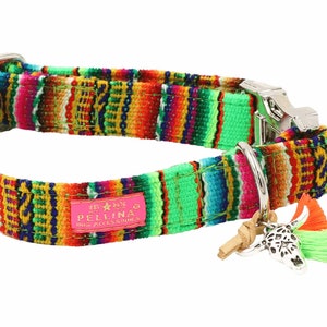 Collar &quot;LaaVida Green&quot; - Collar in Boho Ibiza style made of woven Peru fabric in colorful