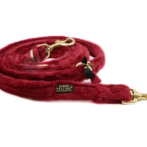 Dog leash &quot;Cashmere Dark Red&quot; 3-fold dog leash or city leash, adjustable dog leash, soft like cashmere