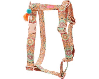 Ibiza Boho Style Dog Harness in Orange Hippie Orange