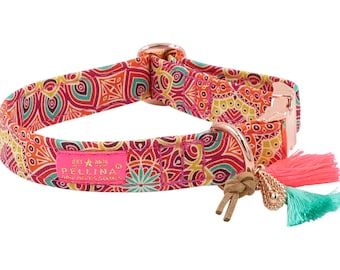 Dog collar Happy in Ibiza style made of stylish designer fabric