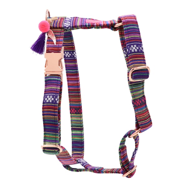 Hundegeschirr Boho Purple, Hippie Hundegeschirr, verstellbares Hundegeschirr, Stoff Hundegeschirr